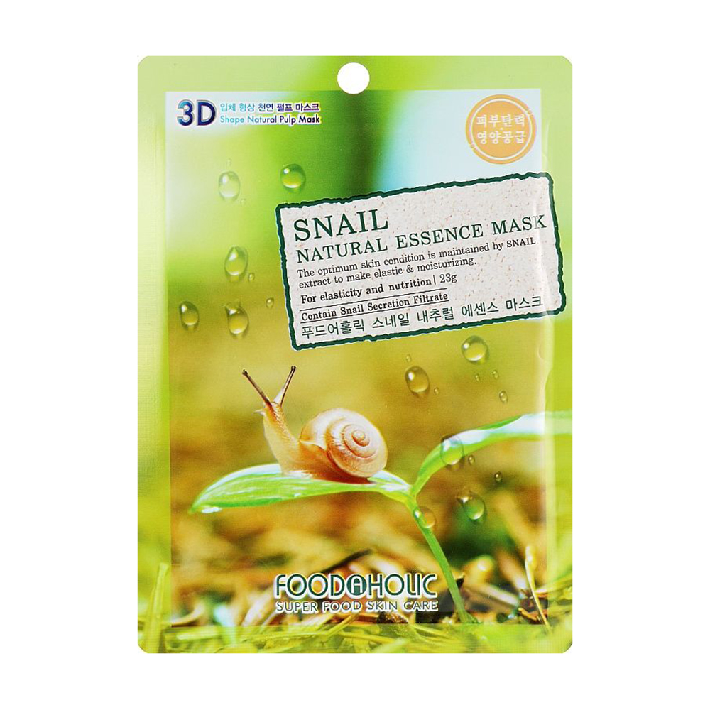 Тканинна 3D-маска для обличчя Food A Holic Natural Essence Mask Snail з екстрактом секрету равлика, 23 г
