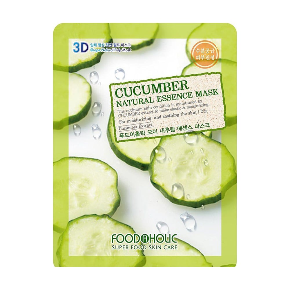 Тканинна 3D-маска для обличчя Food A Holic Natural Essence Mask Cucumber з екстрактом огірка, 23 г